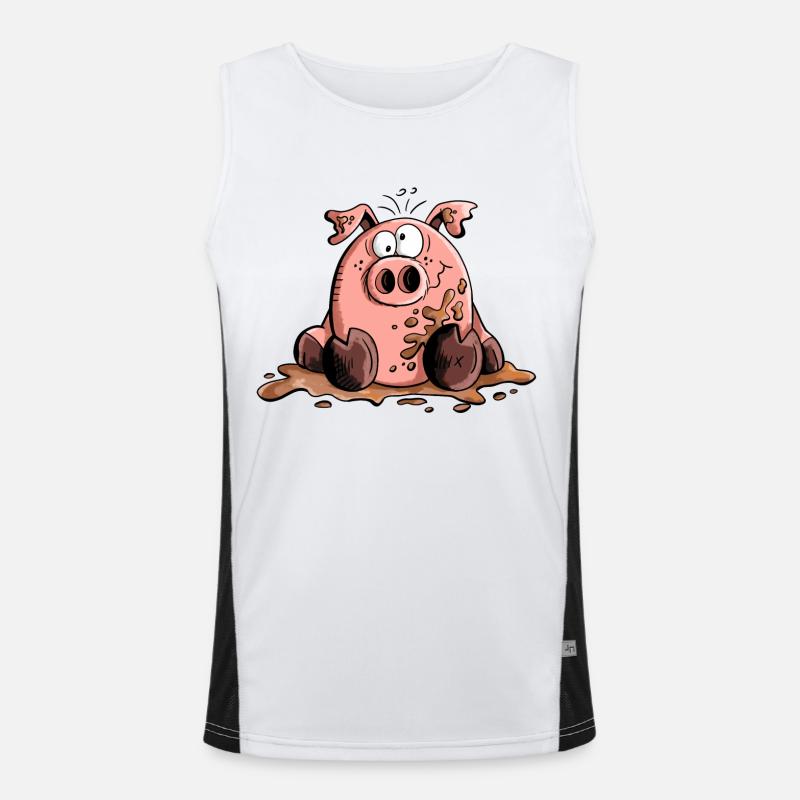 Cochon dans la boue - Cochons - Cadeau Débardeur respirant contrasté Homme 