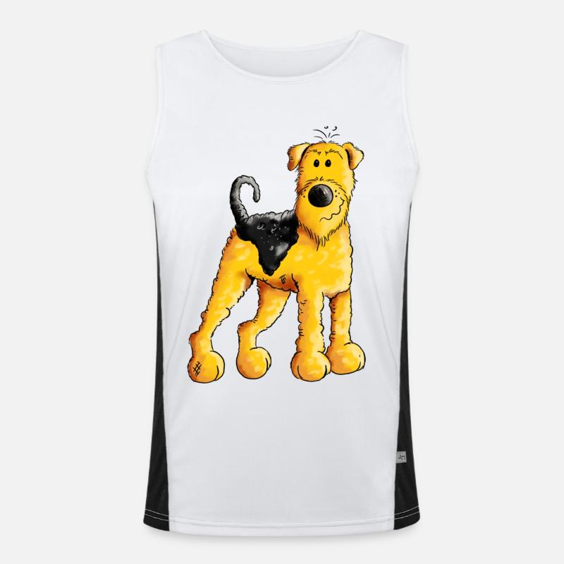 Happy Airedale Terrier - Dog - Cartoon - Gift Men's Functional Contrast Tank Top 