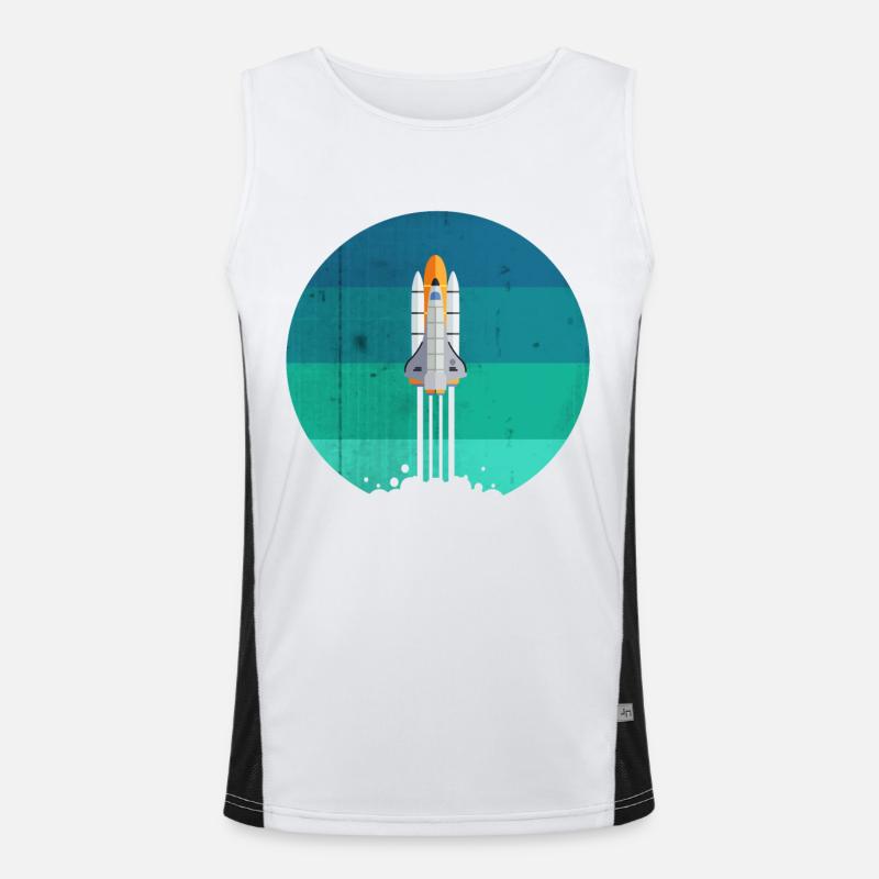 Raumfahrt Rakete Raketenstart Funktionelles Kontrast-Tank Top für Männer 