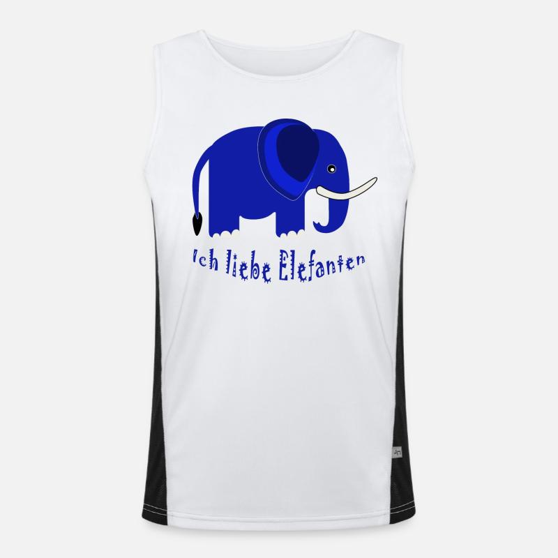 Éléphant bleu J’adore les éléphants Débardeur respirant contrasté Homme 