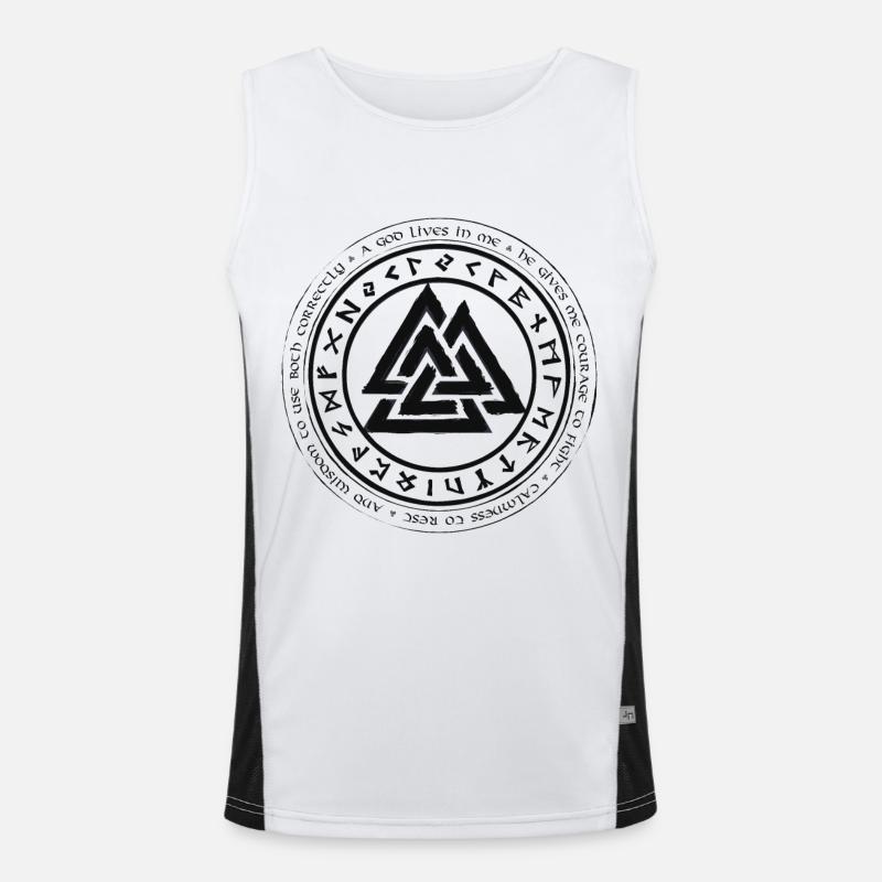 Valknut Vikings Celts Germanic knots runes - Men's Functional Contrast Tank Top  - white/black