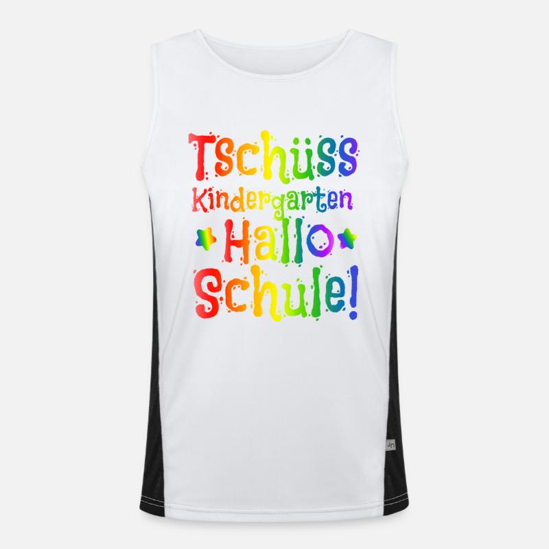Einschulung - Tschüss Kindergarten Hallo Schule Funktionelles Kontrast-Tank Top für Männer 