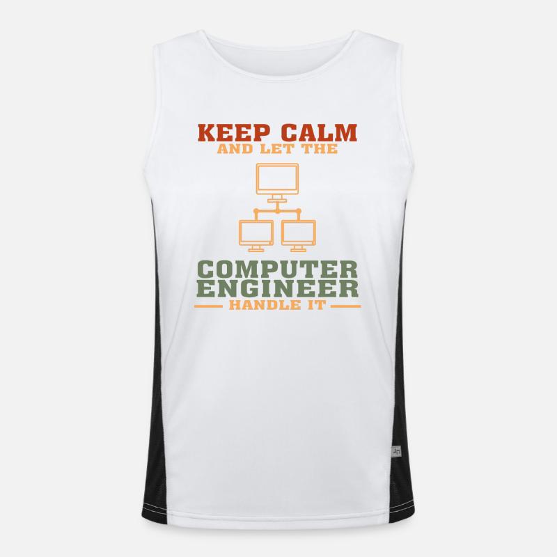 Bestseller Computer Engineer Tshirt, Keep Calm Men's Functional Contrast Tank Top 
