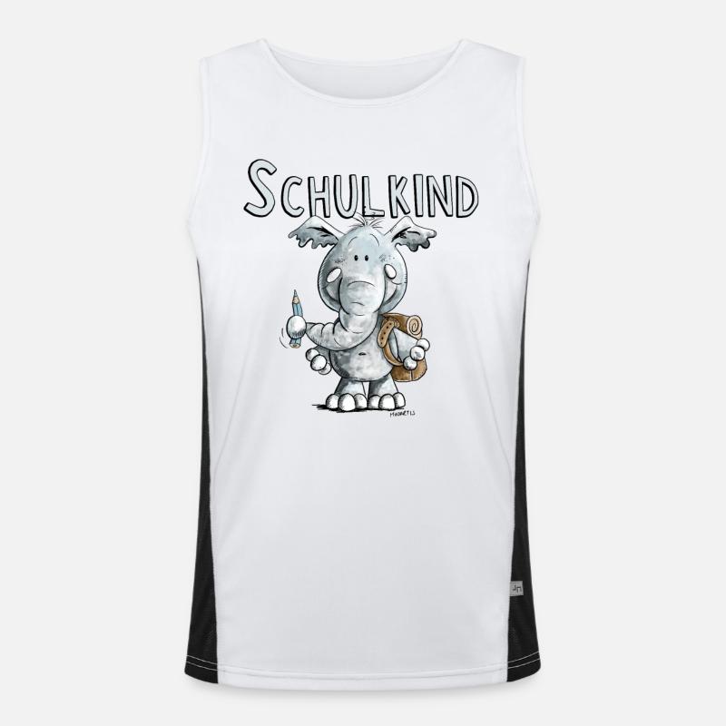 Schulkind Elefant I Einschulung Geschenk Funktionelles Kontrast-Tank Top für Männer 