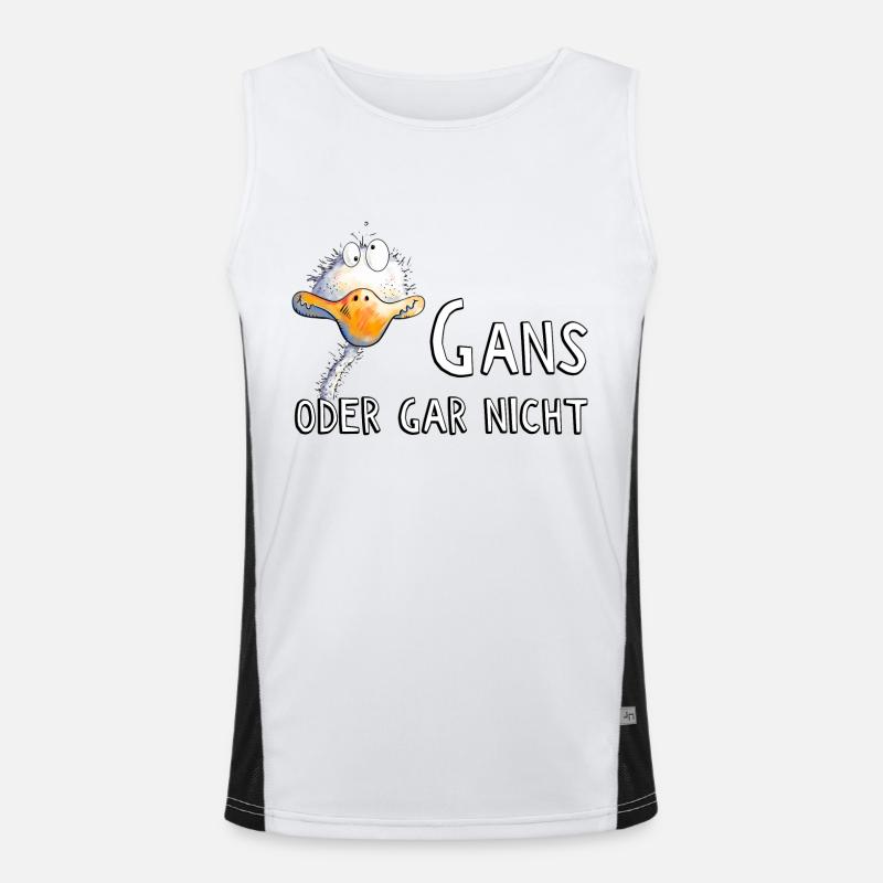 Gans Oder Gar Nicht I Gänse Wortspiel Funktionelles Kontrast-Tank Top für Männer 
