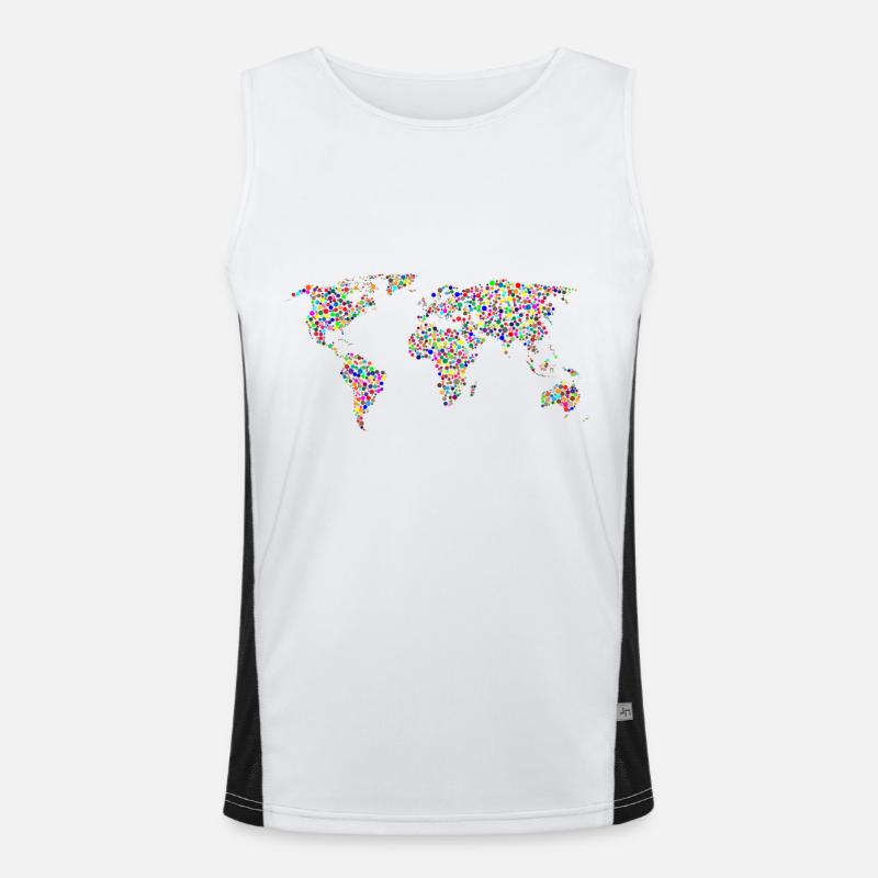 EARTH DOT: Points planisphere Men's Functional Contrast Tank Top 