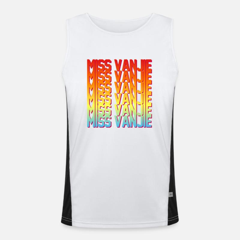 Fräulein Vanjie! Meme Regenbogenfarbe Text Funktionelles Kontrast-Tank Top für Männer 