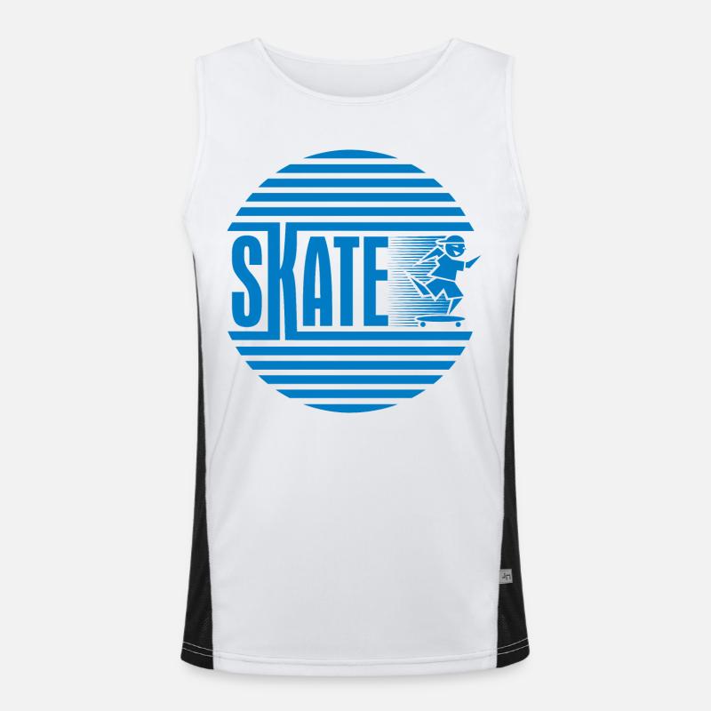 Circular Retro Blue Skating Men's Functional Contrast Tank Top 