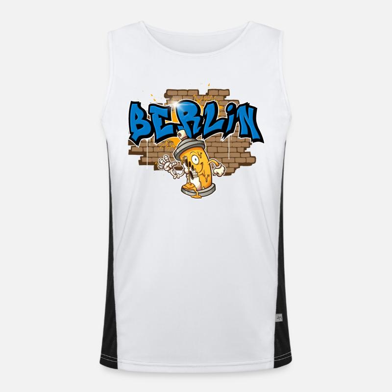 Berlin Graffiti Funktionelles Kontrast-Tank Top für Männer 