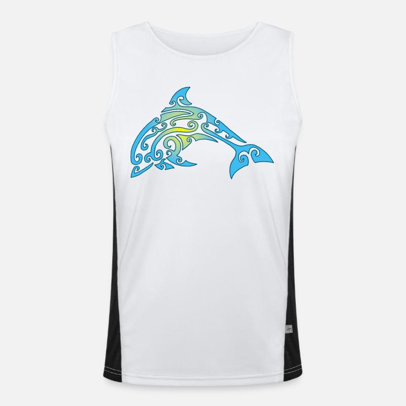 Polynesian dolphin Men's Functional Contrast Tank Top 