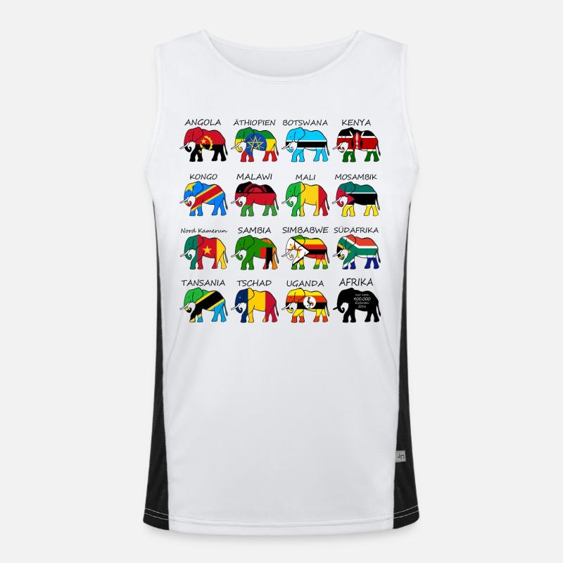 ELEFANTEN AFRIKAS mit Flaggen Funktionelles Kontrast-Tank Top für Männer 