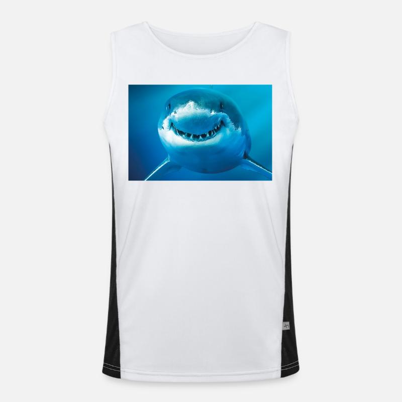 Lächelnder Hai unter Wasser Funktionelles Kontrast-Tank Top für Männer 