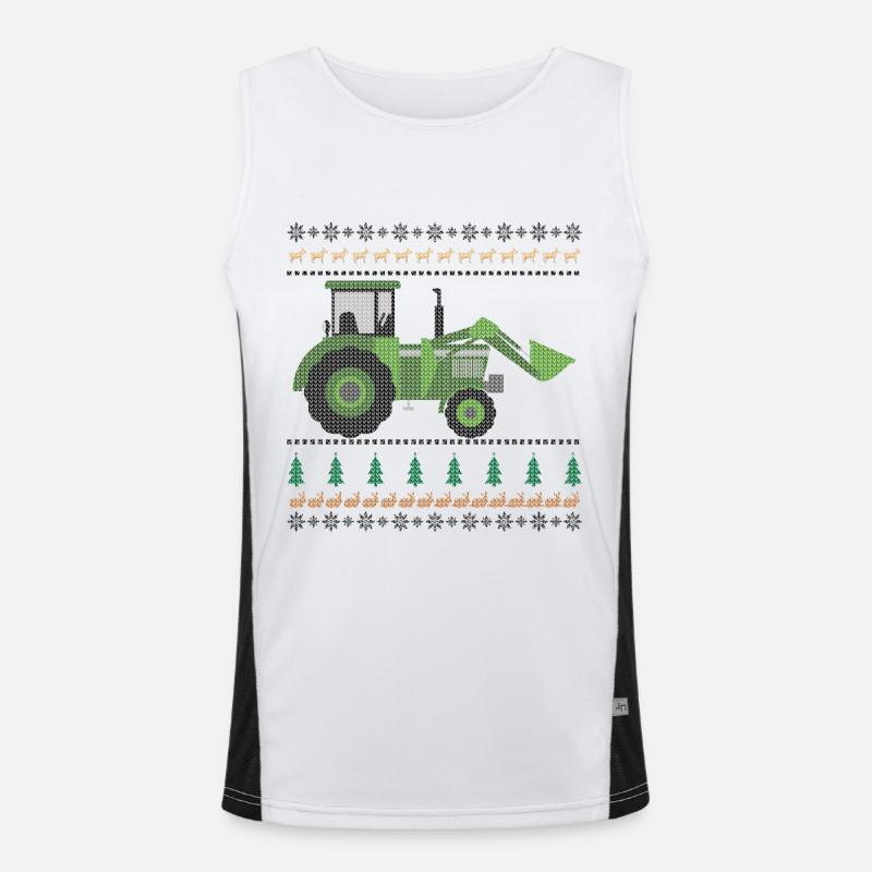 Grüner Traktor Strickdesign Funktionelles Kontrast-Tank Top für Männer 