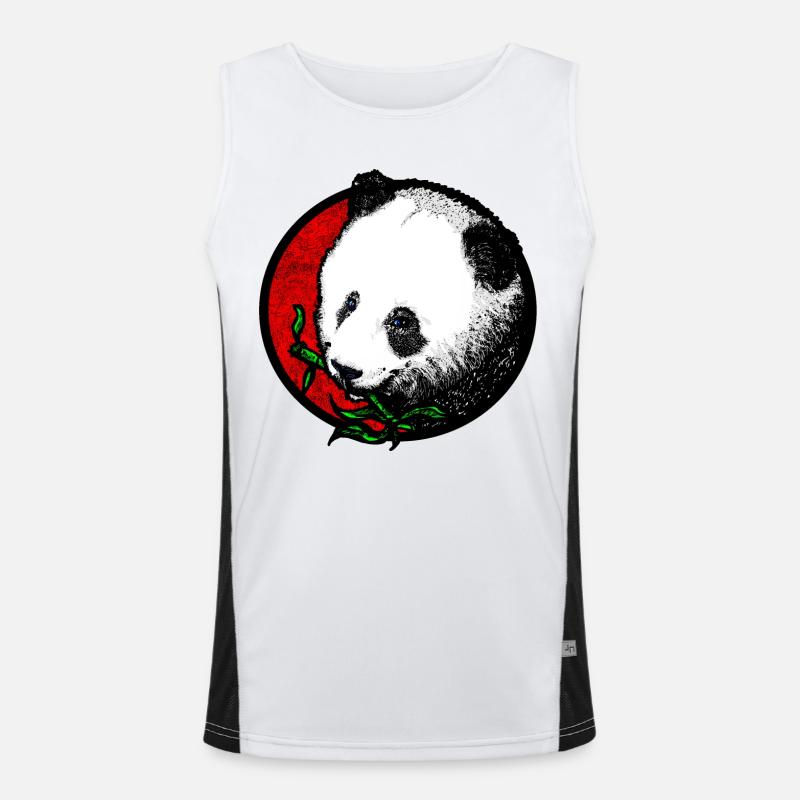 Pandakopf (Bambus/Bunt) Funktionelles Kontrast-Tank Top für Männer 