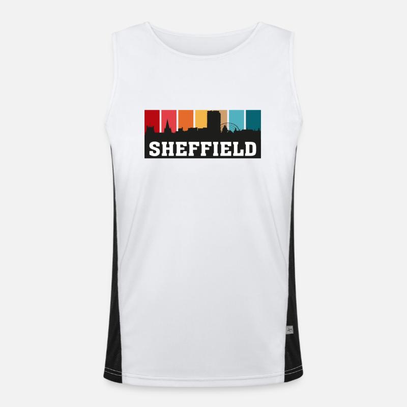 Sheffield Angleterre Voyage Souvenir Skyline Landmark Débardeur respirant contrasté Homme 