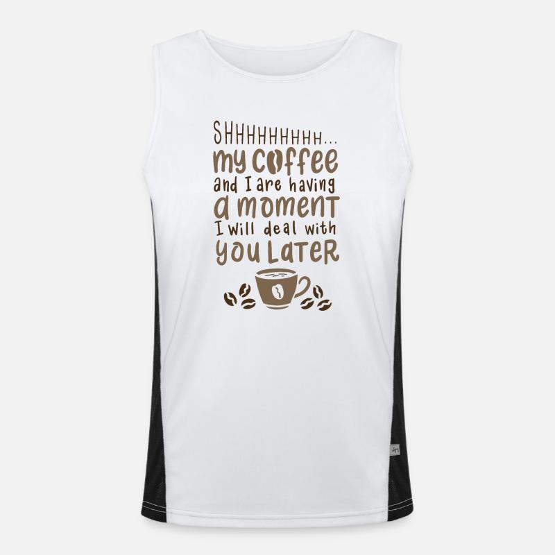 Kaffee Spruch Funktionelles Kontrast-Tank Top für Männer 