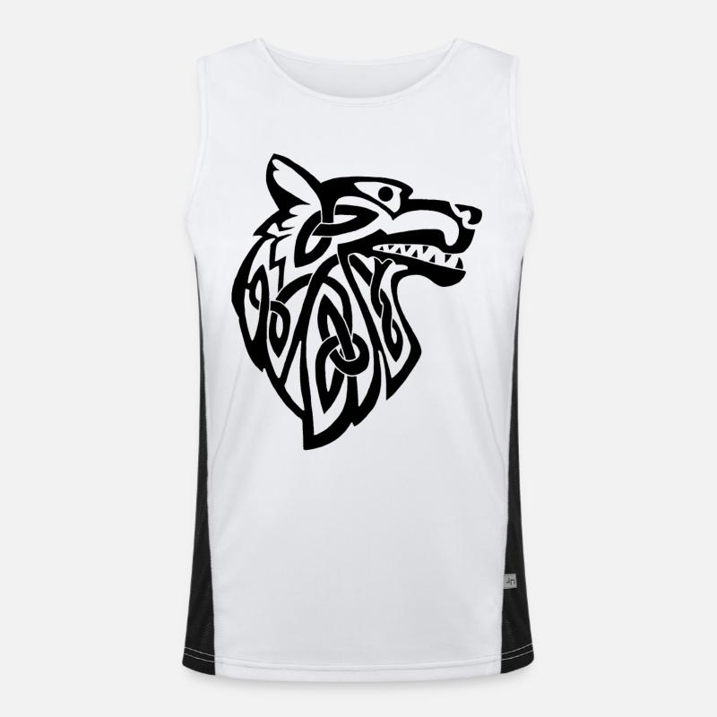 Wolf schwarz Wikinger Funktionelles Kontrast-Tank Top für Männer 