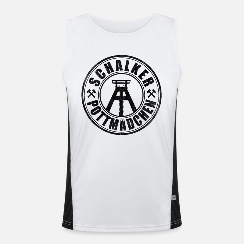 Schalker Pottmädchen | Ruhrpott Mädchen Funktionelles Kontrast-Tank Top für Männer 