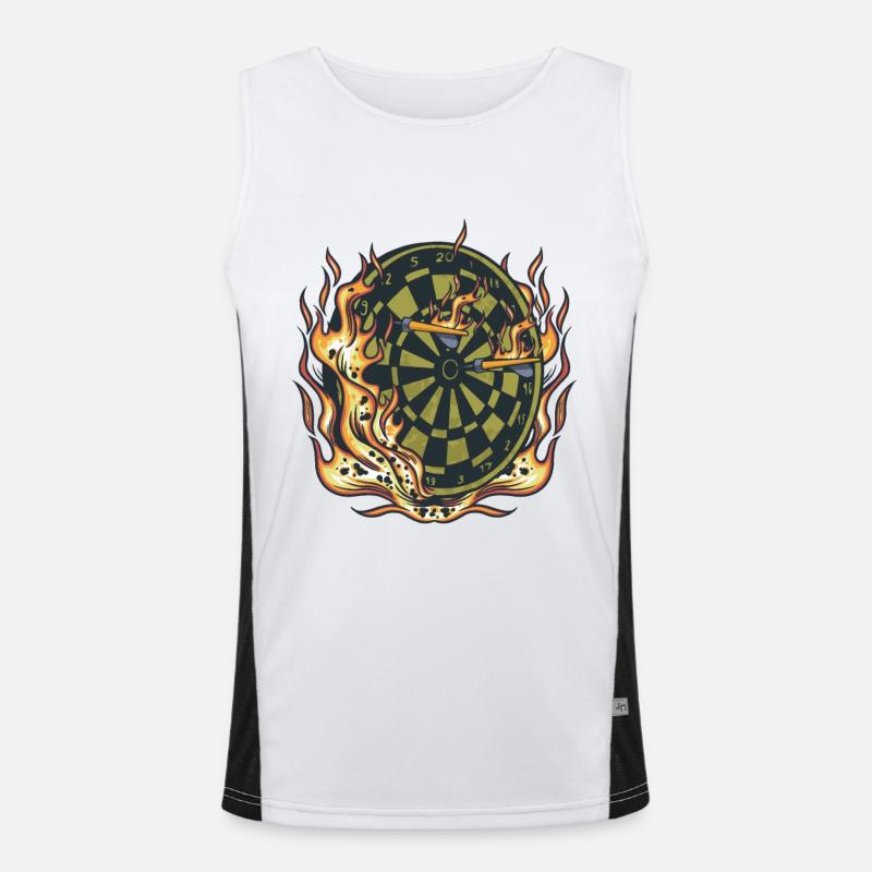 Dartboard Flammen Geschenkidee Funktionelles Kontrast-Tank Top für Männer 
