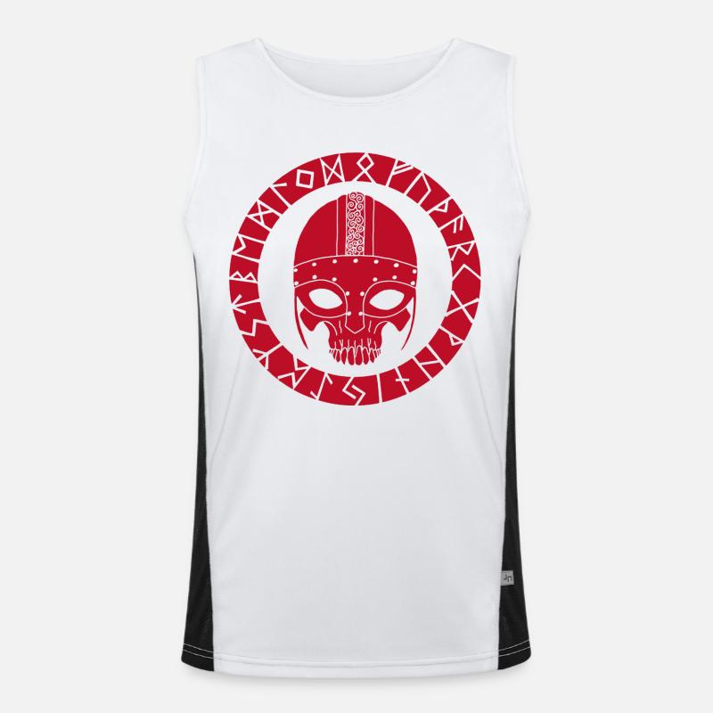Rotes Wikinger-Todeskopf Funktionelles Kontrast-Tank Top für Männer 