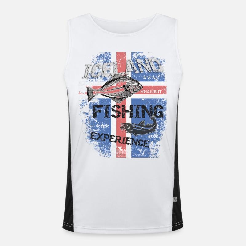 Islande Drapeau de pêche Pêche Poisson Design Débardeur respirant contrasté Homme 