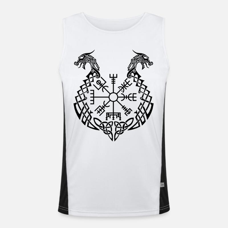 Schwarzer Drache und Wikingerkompass Funktionelles Kontrast-Tank Top für Männer 