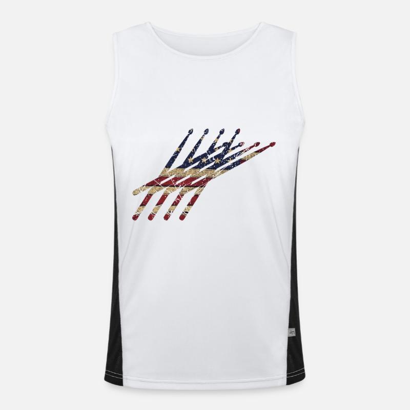 Drum Sticks Drummer USA Flag Men's Functional Contrast Tank Top 
