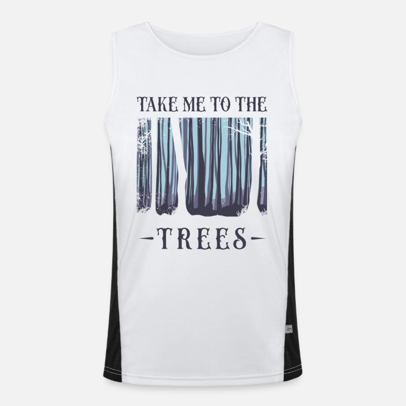 Tree, Tree Forest, Nature, - Men's Functional Contrast Tank Top  - white/black