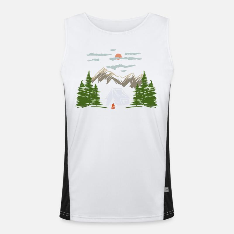 Camping Zelten Bergmotiv Geschenkidee Funktionelles Kontrast-Tank Top für Männer 