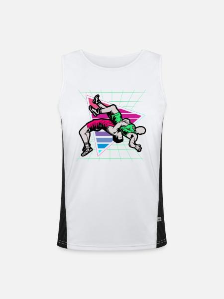 Ringen, Ringen Ringer, 2021, - Funktionelles Kontrast-Tank Top für Männer  - Weiß/Schwarz - Vorne