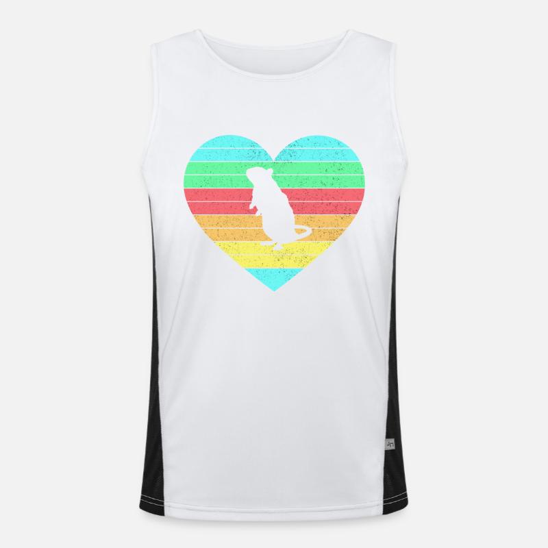 Mouse heart design with rainbow / gift - Men's Functional Contrast Tank Top  - white/black