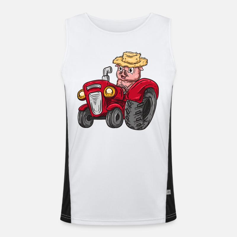 Tractor pig farmer Men's Functional Contrast Tank Top 