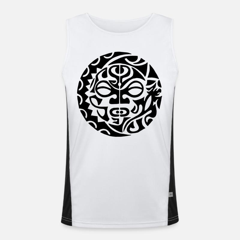 Schwarzer polynesischer Todeskopf Funktionelles Kontrast-Tank Top für Männer 