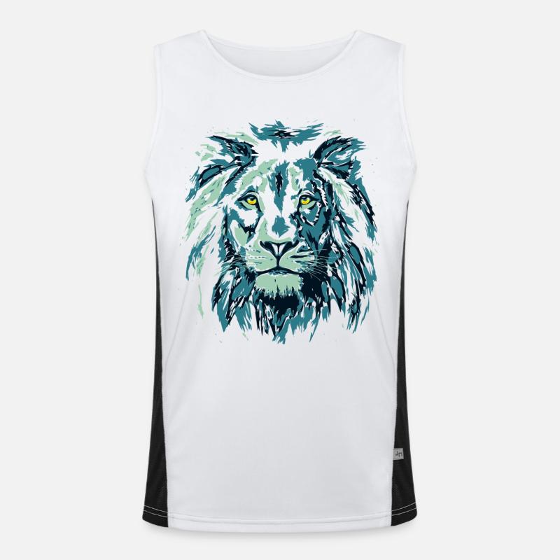 Löwenkopf - Sternzeichen Löwe Funktionelles Kontrast-Tank Top für Männer 