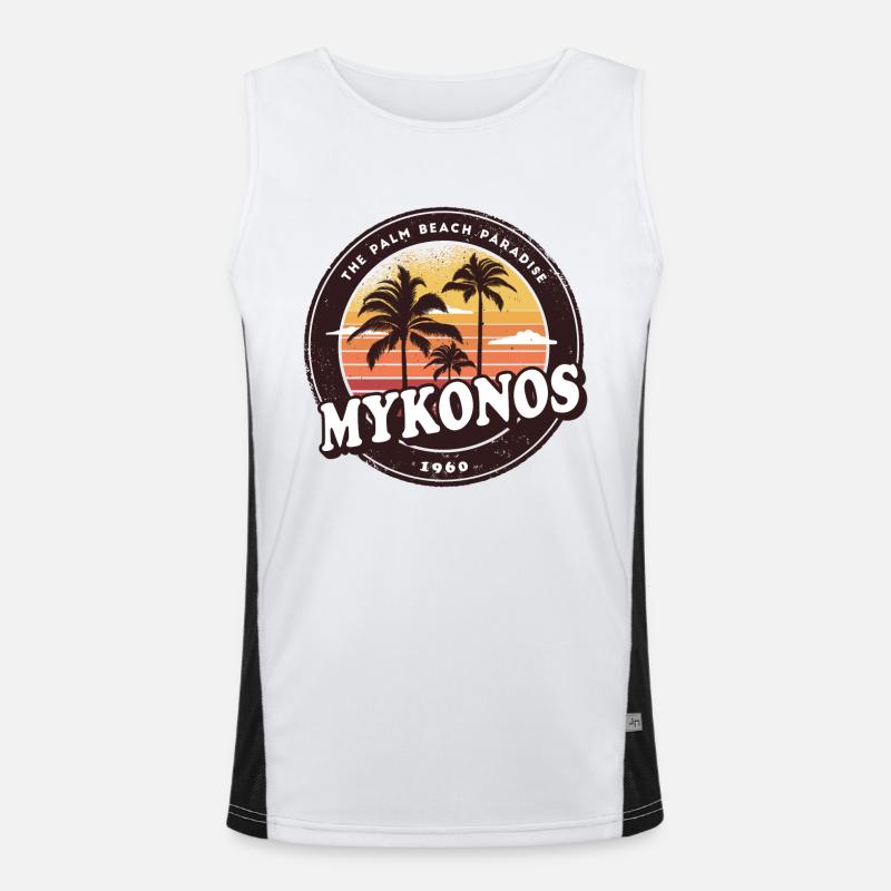 Mykonos Grèce Vintage Beach Design Débardeur respirant contrasté Homme 