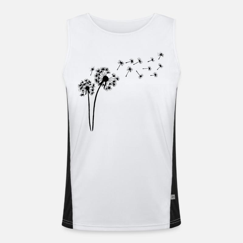 Black dandelion flower Men's Functional Contrast Tank Top 