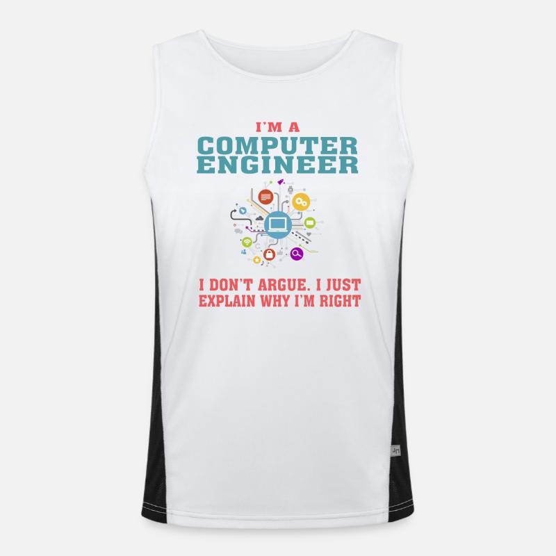 Funny Computer Engineering Quote for Computer Engi Men's Functional Contrast Tank Top 