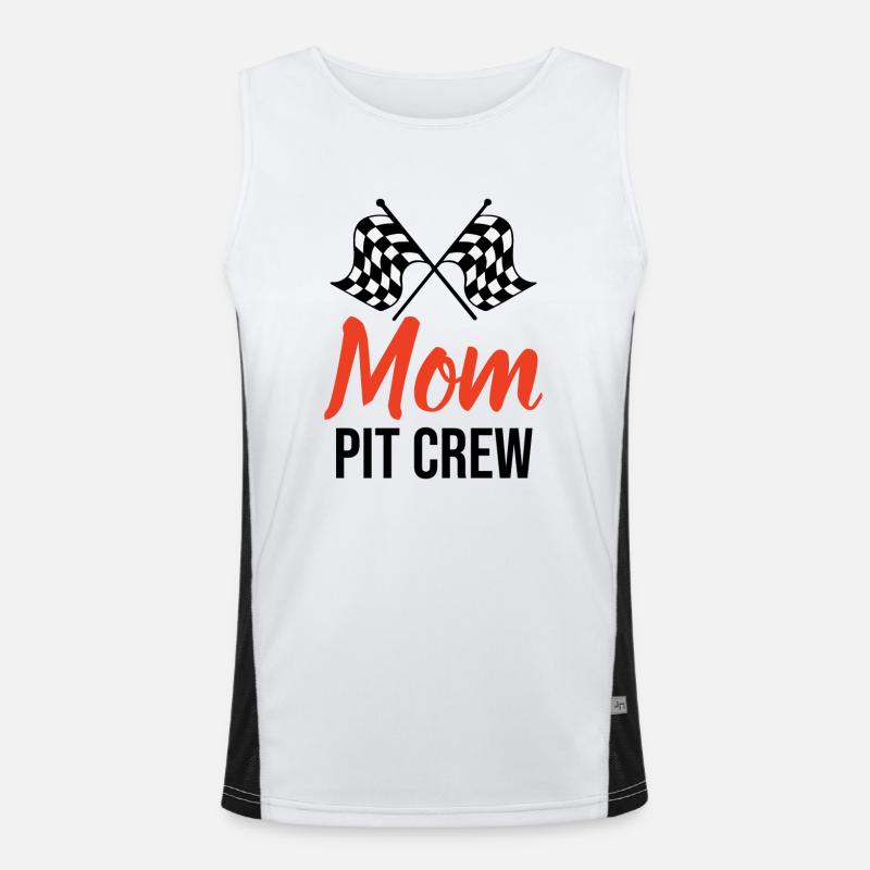Mom Pit Crew Muttertagsgeschenk Funktionelles Kontrast-Tank Top für Männer 