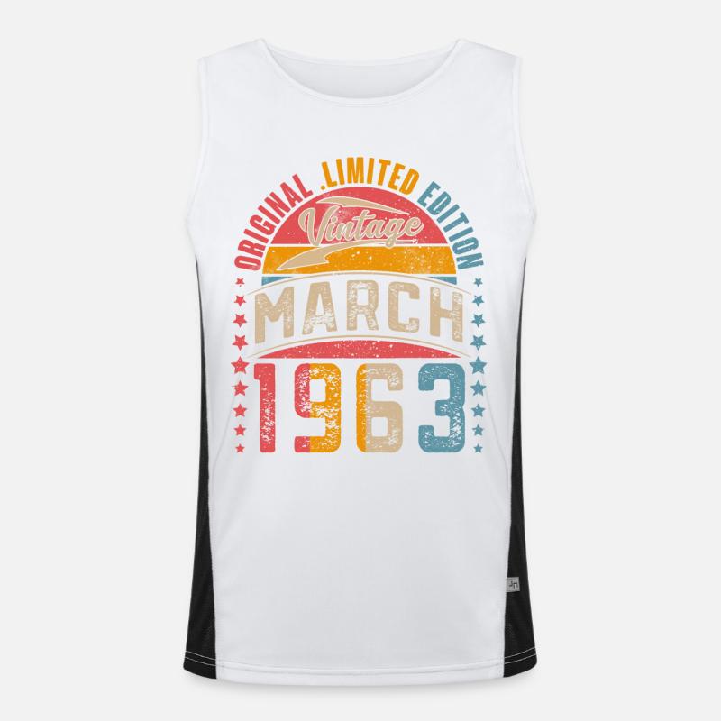 1963 Année de naissance Mars Anniversaire Débardeur respirant contrasté Homme 