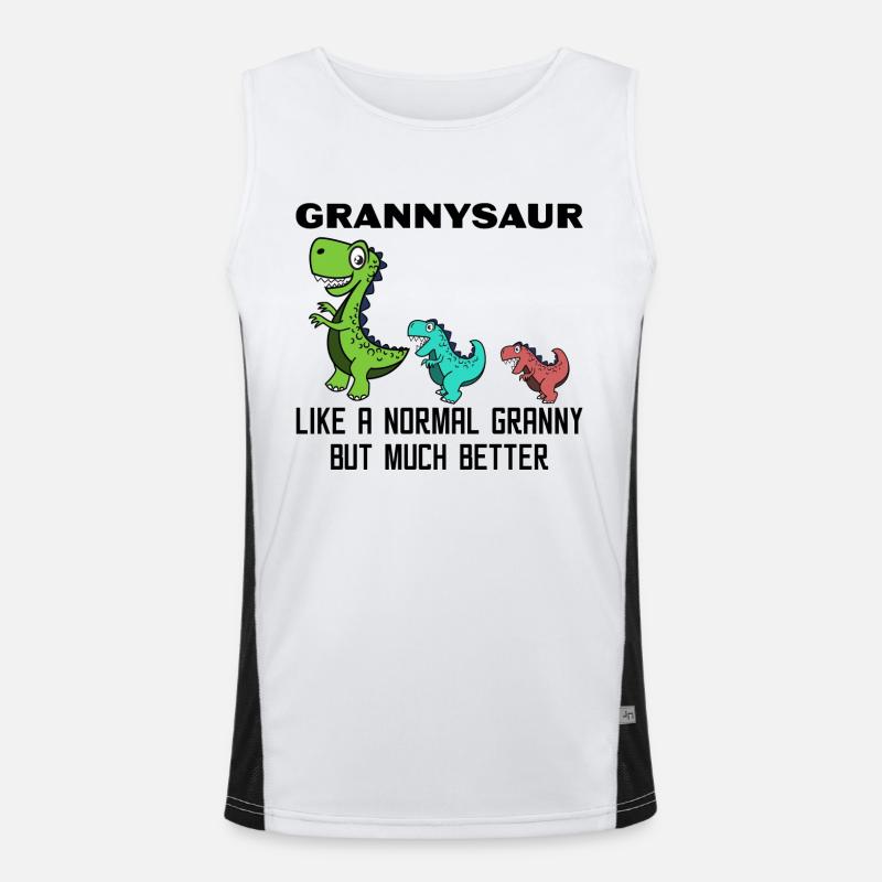 Lustig Großmutter Oma Dinosaurier Statement Funktionelles Kontrast-Tank Top für Männer 
