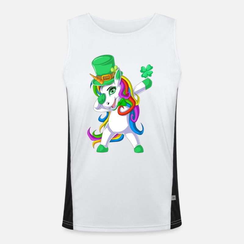 Dabbing Einhorn St Patricks Tag Funktionelles Kontrast-Tank Top für Männer 
