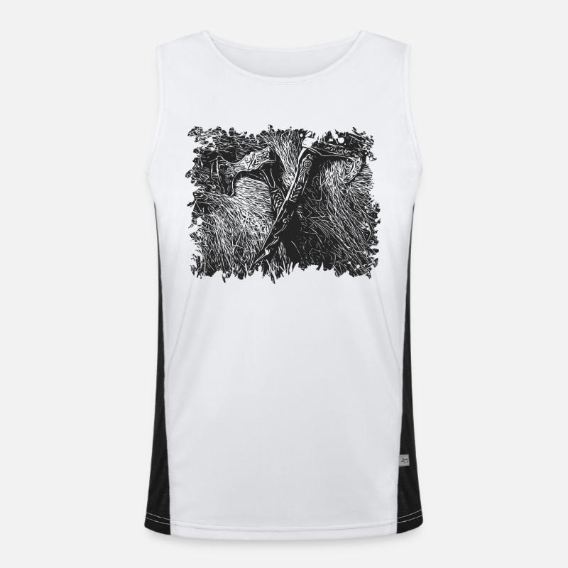 Wikinger Äxte Funktionelles Kontrast-Tank Top für Männer 