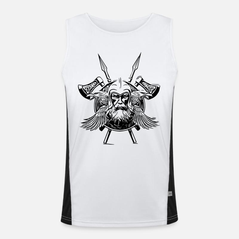 Odin Corbeaux Haches Viking Débardeur respirant contrasté Homme 