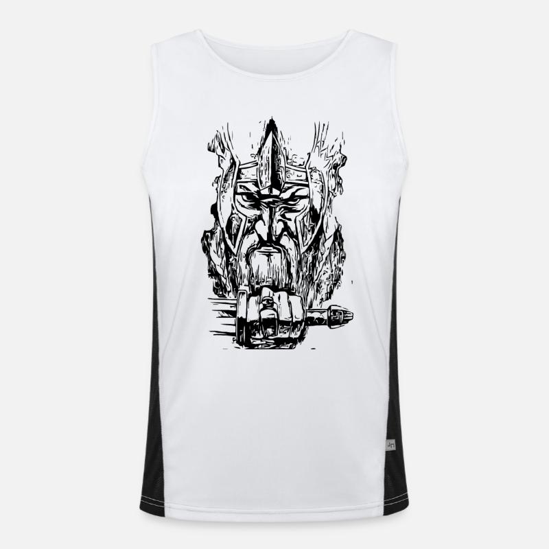 Wikinger Krieger Kopf Funktionelles Kontrast-Tank Top für Männer 