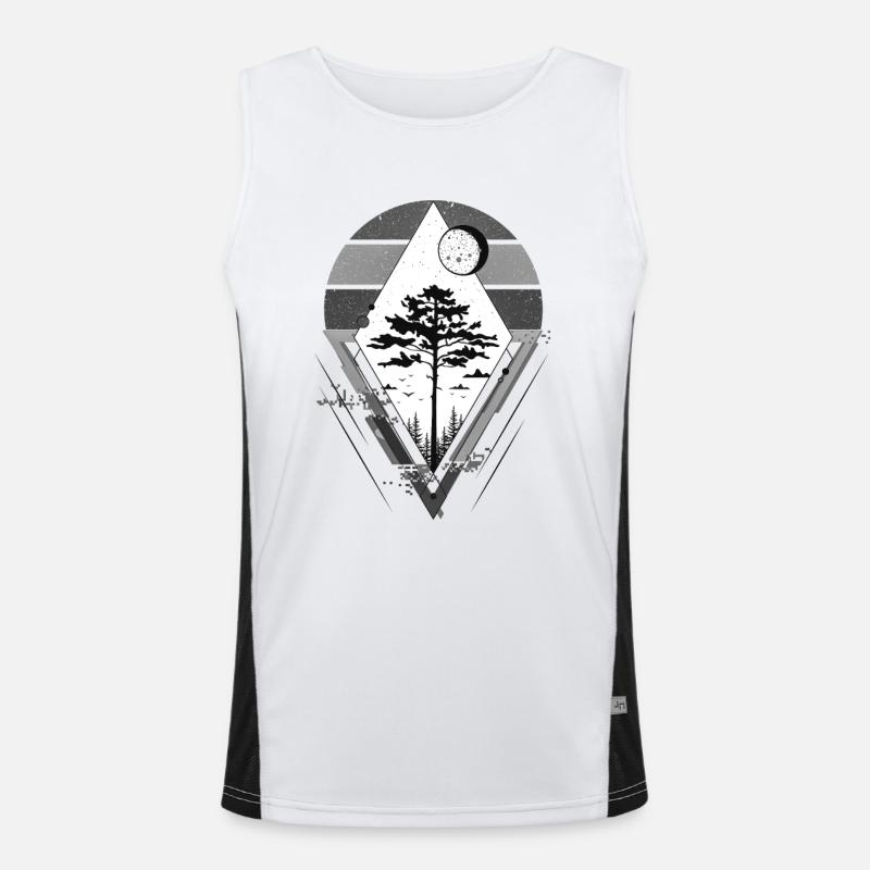 Mystical Tree Sacred Geometry Men's Functional Contrast Tank Top 