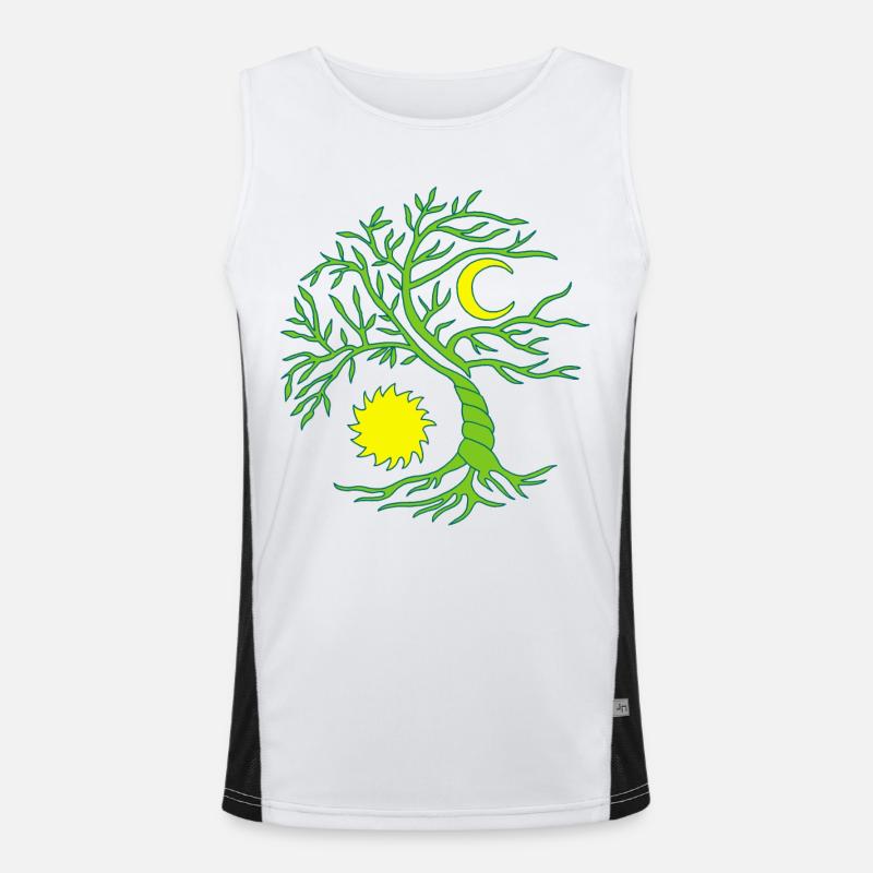 Baum des Lebens Sonne und Mond Funktionelles Kontrast-Tank Top für Männer 