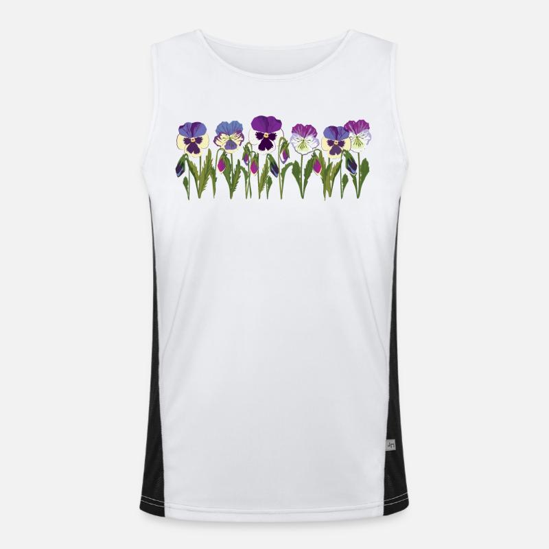 Rangée de fleurs de pensée en violet Débardeur respirant contrasté Homme 