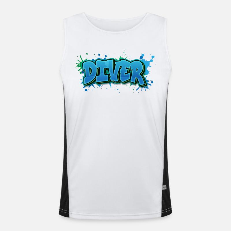 Diver Graffiti Paint Splash - Gift for Divers Men's Functional Contrast Tank Top 