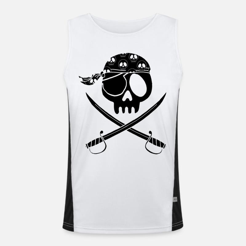 Schwarzer Piratenschädel Funktionelles Kontrast-Tank Top für Männer 