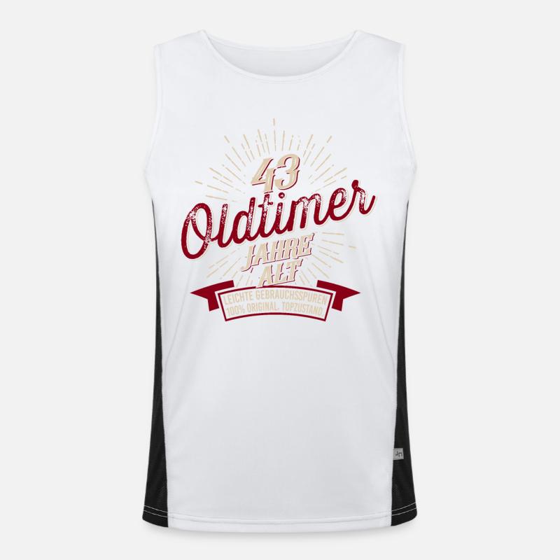 43. Geburtstag Oldtimer Funktionelles Kontrast-Tank Top für Männer 
